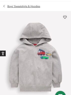 ⛑️ NWT Mini Boden Boys Gray Hooded Sweatshirt with Colorful Vehicle